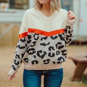 Leopard Colorblock Sweater